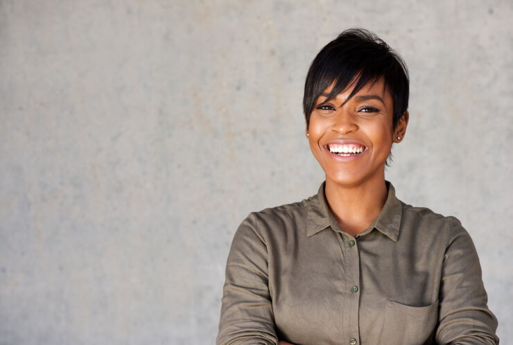 black woman with strong skin barrier