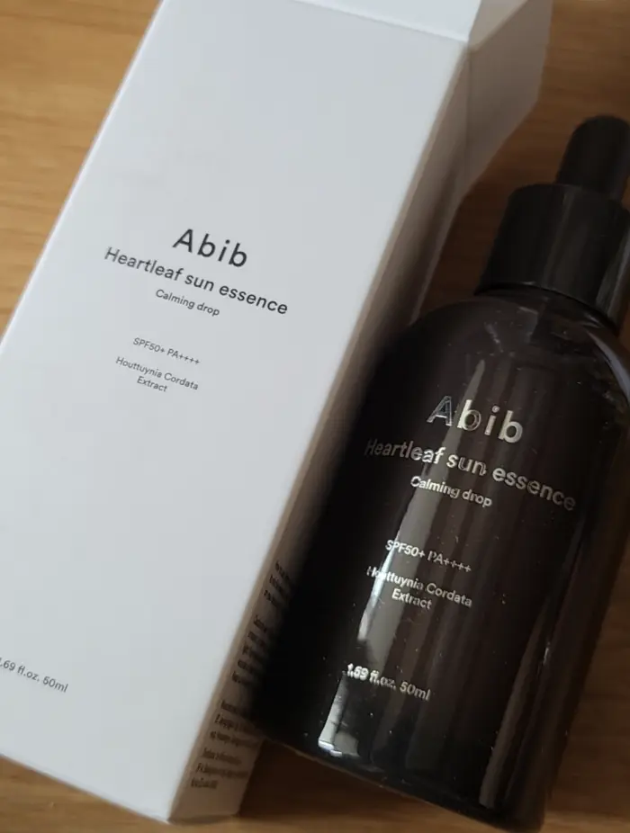 Abib Heartleaf Sun Essence Calming Drop and packaging