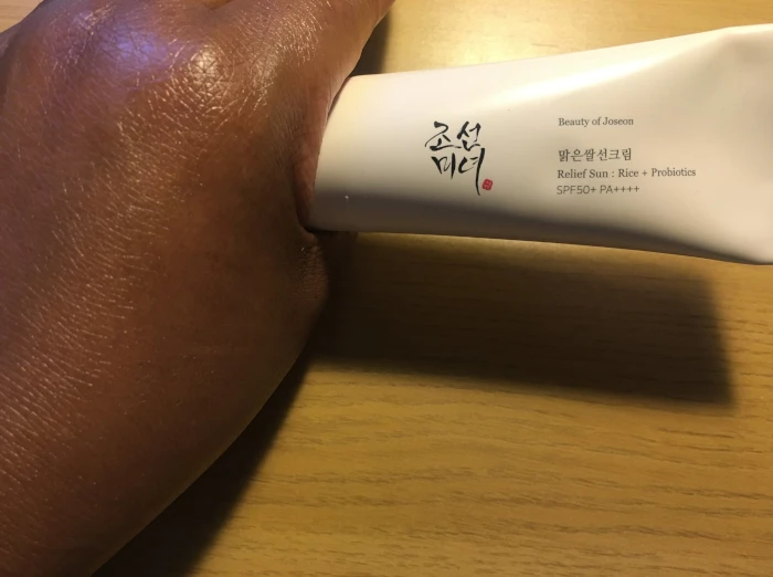 Beauty of Joseon Relief Sun Rice Probiotics Finish on deep complexion